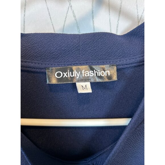 Oxiuly Fashion Dress Women's‎  Navy Blue pockets Fit & Flare Office Career sz M - Picture 3 of 12